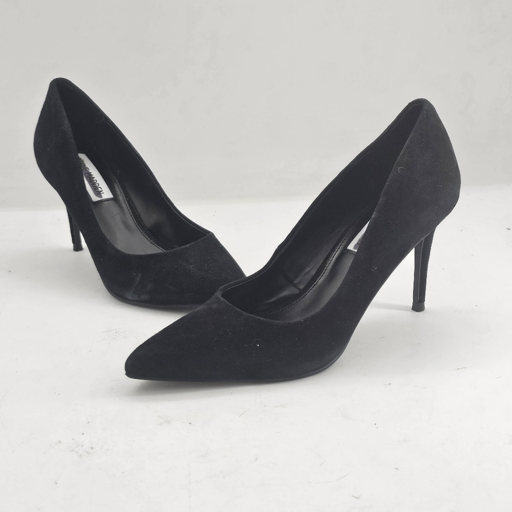 Steve Madden Luziah Black Suede Pointed Toe Heels Size 6.5